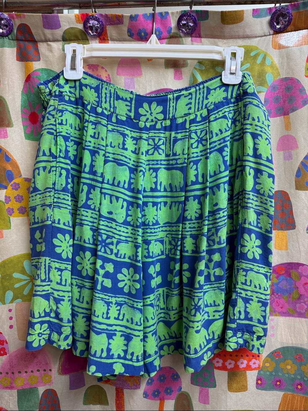 Back East Batik Elephant Shorts with Pockets. Small